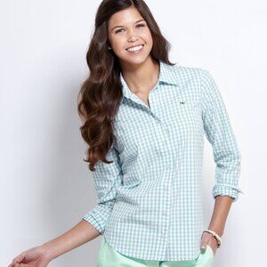 Vineyard Vines Gingham Flannel Shirt in Light Blue - Size 2